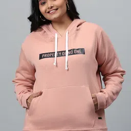 Instafab Plus Women Pink Printed Hooded Sweatshirt-image-93