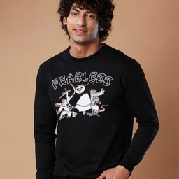 The Souled Store Men Black Kung Fu Panda Fearless Printed Cotton Sweatshirt-image-74