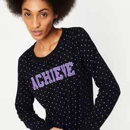 max Women Polka Dot Printed Cotton Sweatshirt-image-21