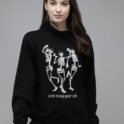 The Dry State Black Graphic Printed Round Neck Pullover Sweatshirt-image-34
