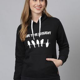 Campus Sutra Women Black & White Printed Hooded Sweatshirt-image-95