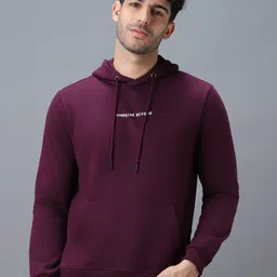 Urbano Fashion Men Solid Cotton Hooded Sweatshirt With Minimal Typography Print-picture-52
