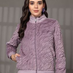 Juelle Women Winterwear Mock Neck Front-Open Sweatshirt-image-43