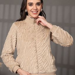 Juelle Women Winterwear Mock Neck Front-Open Sweatshirt-image-11