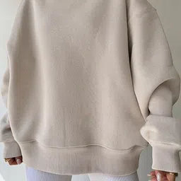 StyleCast Beige Round Neck Oversized Sweatshirt-52