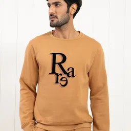 RARE RABBIT Men Argyll Typography Printed Sweatshirt-image-94