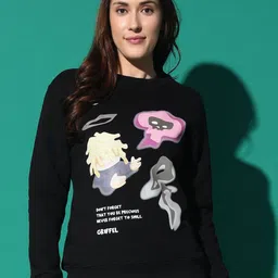 GRIFFEL Women Printed Round Neck Sweatshirt-image-81