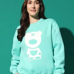 GRIFFEL Women Printed Round Neck Pullover Sweatshirt-image-37