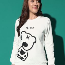 GRIFFEL Women Printed Round Neck Pullover Sweatshirt-image-82
