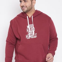 Instafab Plus Men Maroon Printed Hooded Sweatshirt-image-20