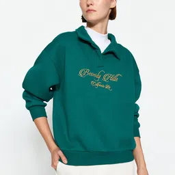 Trendyol Typography Embroidered Shir Collar Long Sleeves Pullover Sweatshirt-55