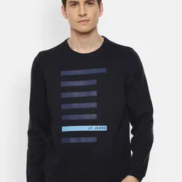 Louis Philippe Jeans Geometric Printed Pure Cotton Pullover Sweatshirt-image-47