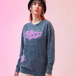 Bewakoof Pullover Typography Printed Round Neck Full Sleeves Ribbed Oversized Sweatshirt-image-99