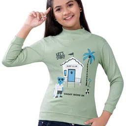 BAESD Girls Graphic Printed High Neck Pullover Sweatshirt-image-6