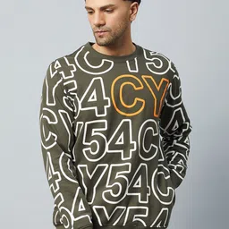 Club York Typography Printed Fleece Pullover Sweatshirt-image-87
