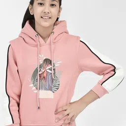 Crimsoune Club Girls Hooded Neck Graphic Printed Cotton Pullover Sweatshirt-image-97