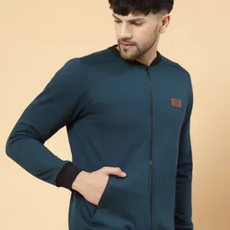 Rigo Mock Collar Ribbed Fleece Front-Open Sweatshirt-13