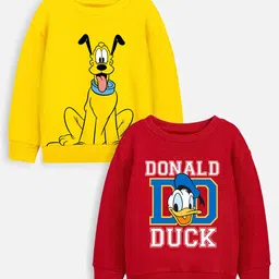 YK Disney Boys Pack of 2 Red Donald Duck & Pluto Printed Sweatshirt-14