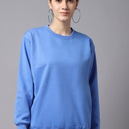 mack jonney VIMAL JONNEY Women Blue Solid Cotton Sweatshirt-picture-1