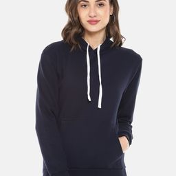 Campus Sutra Women Blue Hooded Sweatshirt-image-64