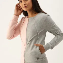 Campus Sutra Women Pink Colourblocked Sweatshirt-image-99