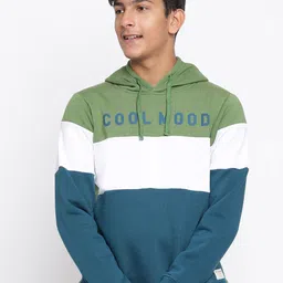 Lil Tomatoes Boys Green Colourblocked Hooded Sweatshirt-image-11