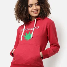 Campus Sutra Women Red Hooded Sweatshirt-picture-46