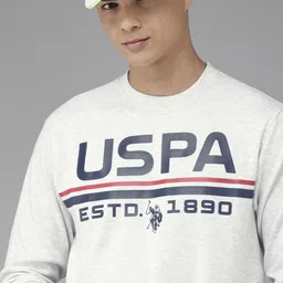 U S Polo Assn Men White Brand Logo Printed Round Neck Sweatshirt-image-69