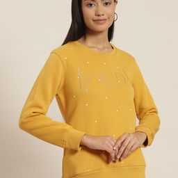 Sweet Dreams Women Mustard Yellow Printed Sweatshirt-image-82