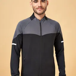 Urban Ranger by pantaloons Colourblocked Mock Collar Front Open Sweatshirt-picture-14