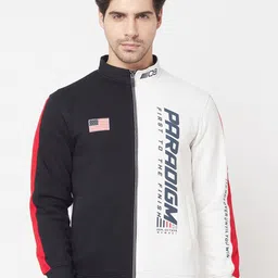 Octave Men White & Black Colourblocked Sweatshirt-image-29