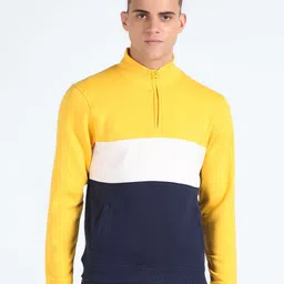 Flying Machine Mock Collar Colourblocked Pullover Sweatshirt-image-6