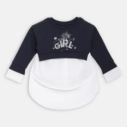 Blue Giraffe Girls Navy Blue Colourblocked Sweatshirt-image-74