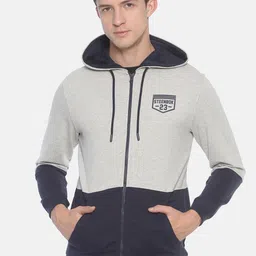 Steenbok Men Grey Colourblocked Hooded Sweatshirt-picture-18