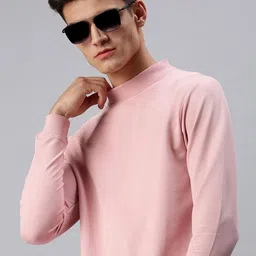 SHOWOFF Men Peach-Coloured Solid Sweatshirt-picture-21