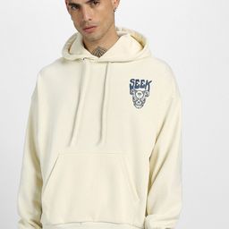 VEIRDO Printed Detail Hooded Fleece Sweatshirt-image-81
