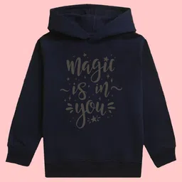 BAESD Girls Typography Printed Fleece Hooded Pullover Sweatshirt-13