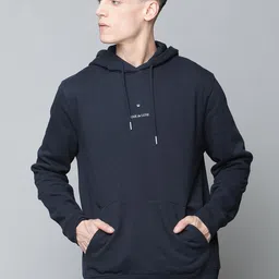 JUNK de LUXE Men Navy Blue Organic Cotton Hooded Sweatshirt-image-85