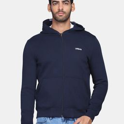Blackberrys Men Navy Blue Pure Cotton Hooded Sweatshirt-image-14
