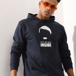Campus Sutra Navy Blue Typography Printed Hooded Cotton Sweatshirt-image-39