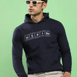 Campus Sutra Navy Blue Typography Printed Hooded Cotton Pullover Sweatshirt-picture-39