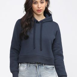 Tokyo Talkies Women Navy Blue Hooded Sweatshirt-image-21