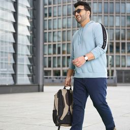 Sztori Men Plus Size Blue Hooded Sweatshirt-picture-16