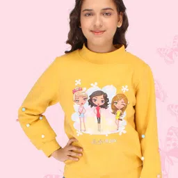 CUTECUMBER Girls Graphic Printed High Neck Sweatshirt-image-22