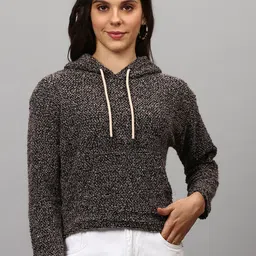 Campus Sutra Women Brown Hooded Sweatshirt-picture-30
