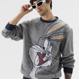 The Souled Store Grey Bugs Bunny Printed Acrylic Sweatshirt-picture-54