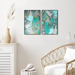 999Store Set Of 2 Grey Abstract Painting Frame Wall Art-6