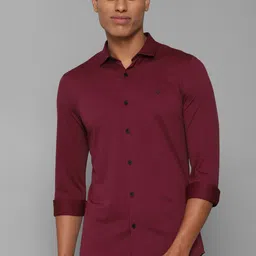 Allen Solly Men Maroon Solid Slim Fit Casual Shirt-picture-30