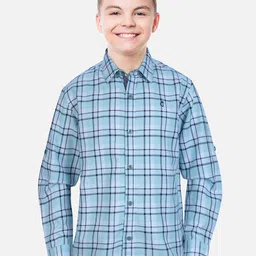 Gini and Jony Boys Blue Checked Casual Shirt-image-85