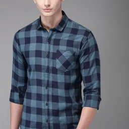 Campus Sutra Men Blue Checked Casual Shirt-image-96
